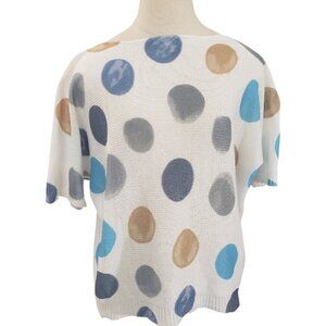 CT1982 Ethyl White & Blue Dot Short Sleeve Sweater S/M